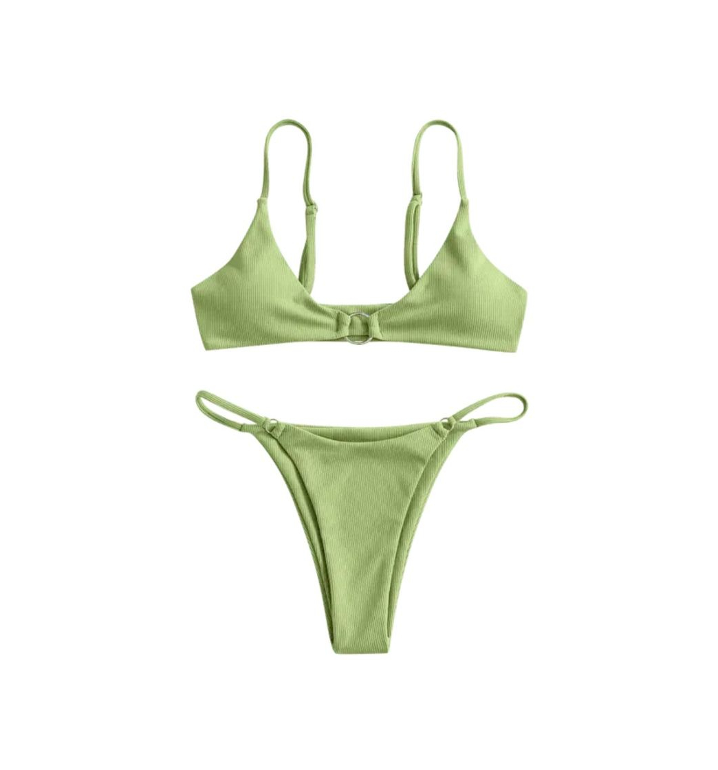 Fashion Bikini verde con detalles de aros