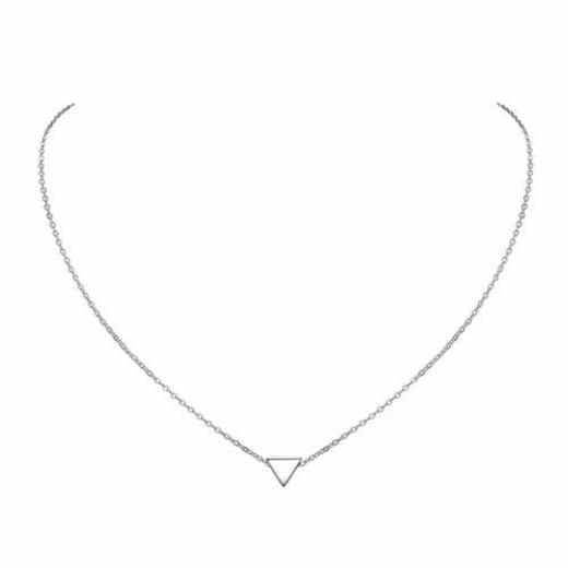 ChicSilver Triángulo Colgante Pequeño Oro Blanco Plata de Ley 925 Collar Moderna