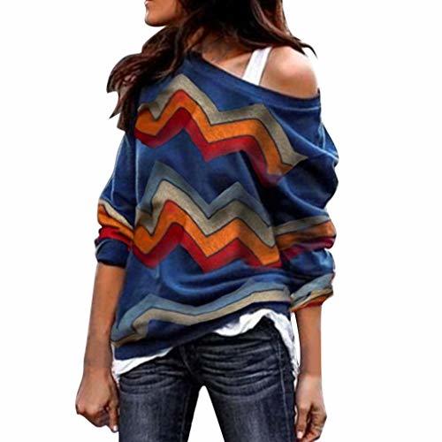 Social Sudadera para Mujer,Moda Manga Larga Casual Fuera del Hombro Sudaderas Cortos Cuello