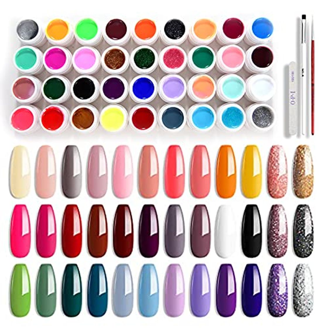 Social Esmaltes Semipermanentes de Uñas Kit Uñas de Gel Uñas de Gel Kit Completo Gel de Uñas de Gel Pintauñas de Gel 36 Colores Poli Gel Uv Esmalte Pegamento Sólido para Manicura para Niña Mujer