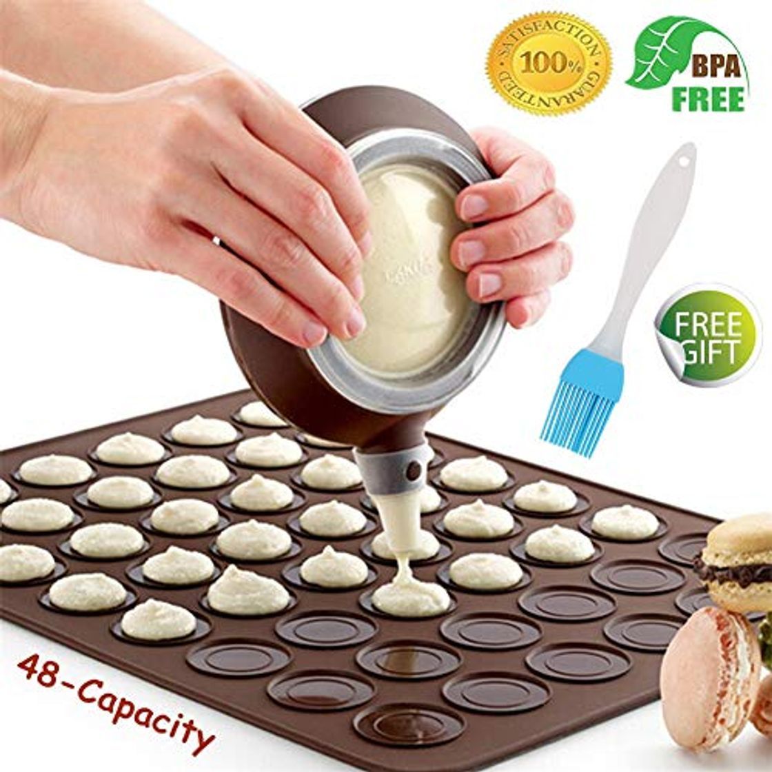 Products Macaron Molde - 48 Capacidad Macaron Silicone Baking Mat y decorating Pen