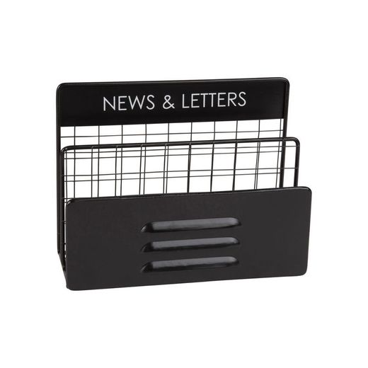 Portacartas industrial de metal negro News & Letters