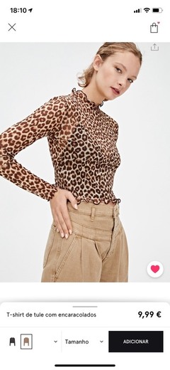 Camisola em tule leopardo