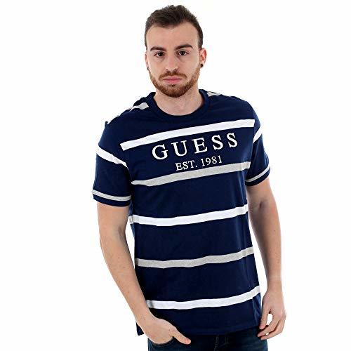 Social GUESS Camiseta Emmet Azul Marino Rayas Hombre L Azul