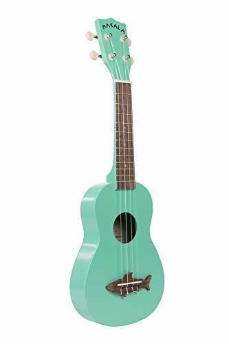 Product Makala MK-SS-GRN Shark ukelele Soprano Vintage con bandera de del puente de