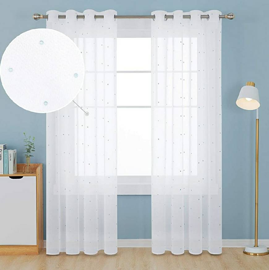 Products Cortinas blancas con puntitos azules