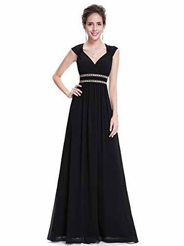 Ever-Pretty A-línea Vestido de Fiesta Gasa Cuello en V sin Mangas Largo