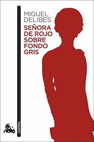 Libro Señora de rojo sobre fondo gris