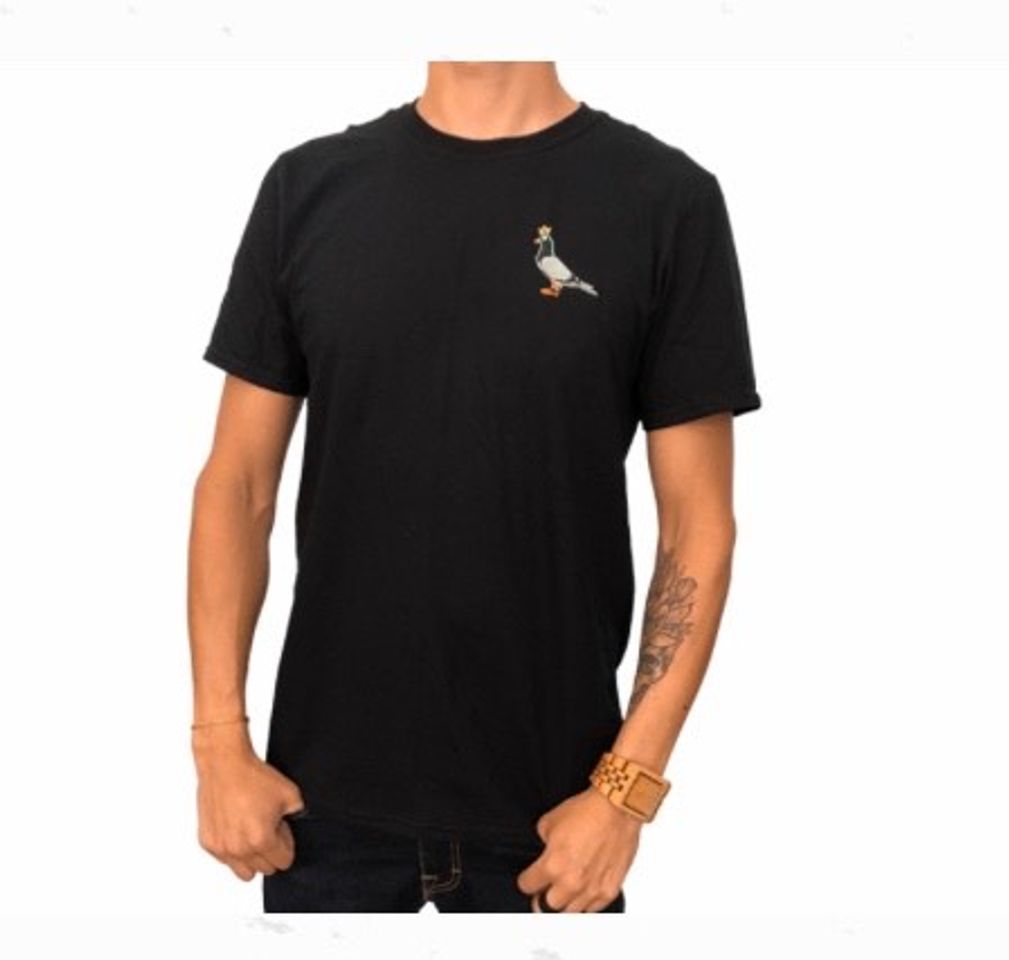 Social Playera basica negra palomita 
