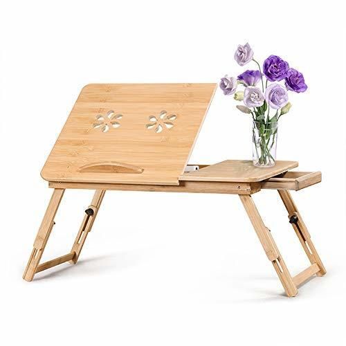 Cozihoma Mesa de Cama para Portátil Laptop Mesa Plegable de Bambú Ajustable