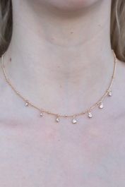 Moda Gold and Clear Rhinestone Charm Necklace - Brandy Melville EU