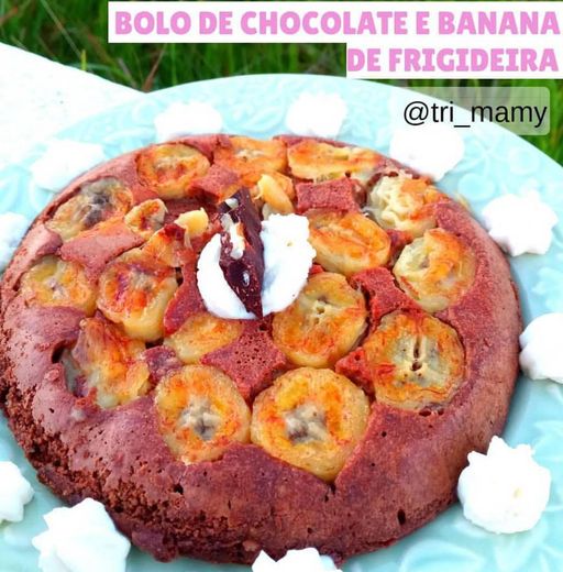 Bolo de chocolate e banana de frigideira