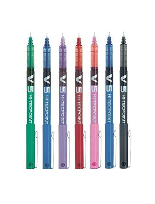 Social Pack de 7 Bolígrafos Pilot BX V5 Varios Colores - Bolígrafo Extra Fino Hi-Tecpoint con Punta 0.5mm