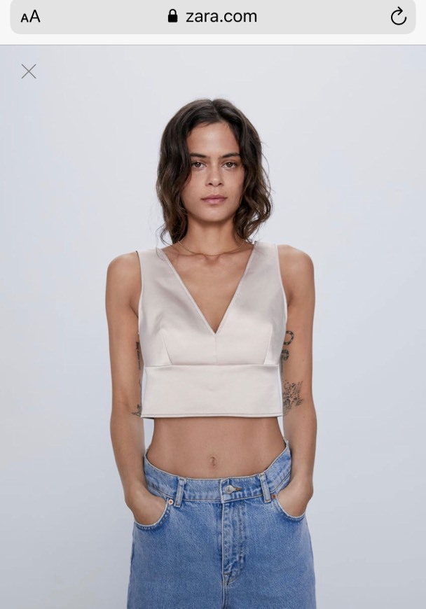 Social Crop top acetinado 