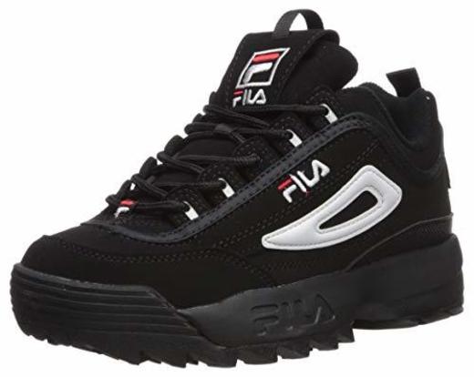 Fila Youth Disruptor II Synthetic Black White Red Entrenadores 36.5 EU