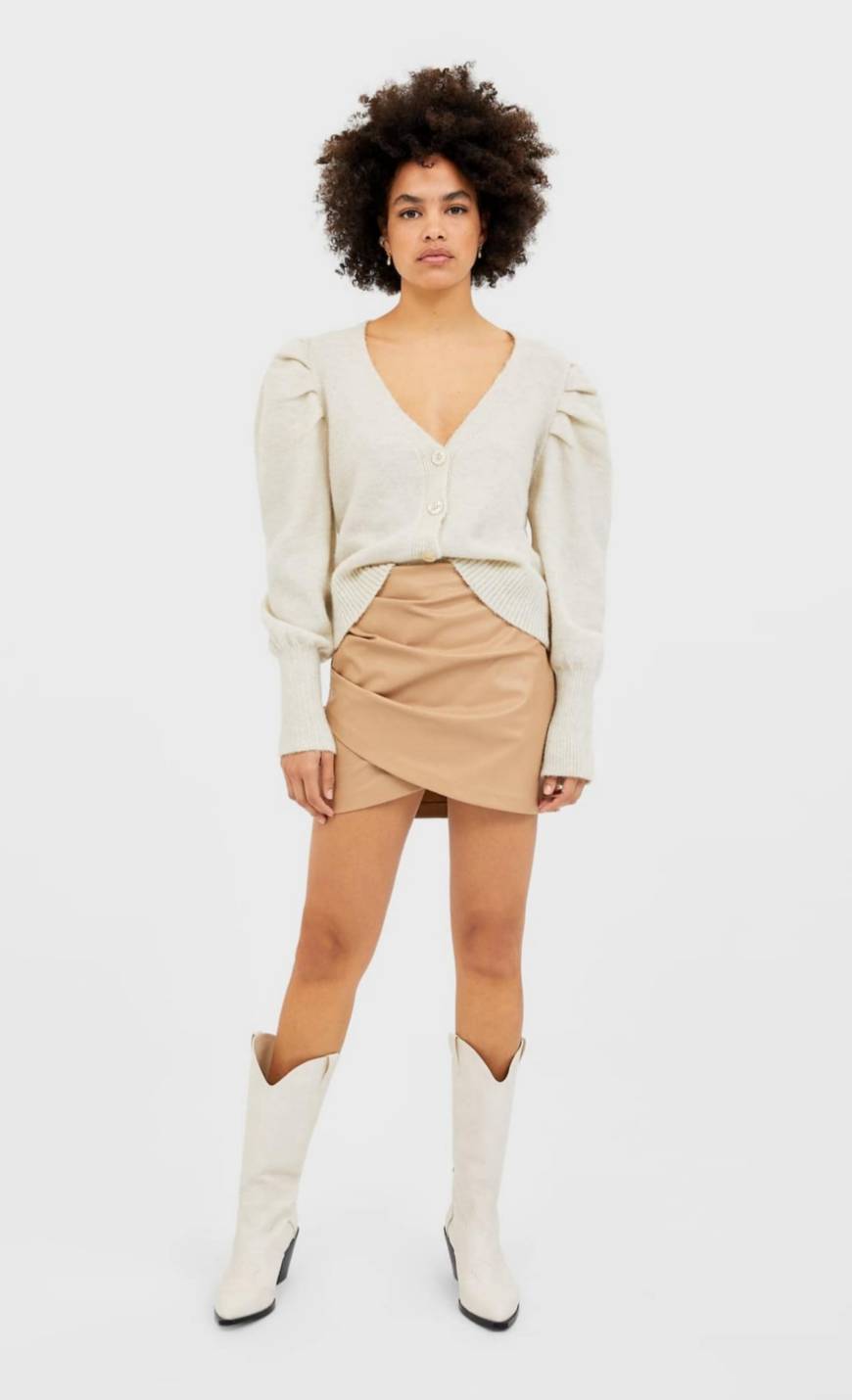 Cardigan malha manga balão