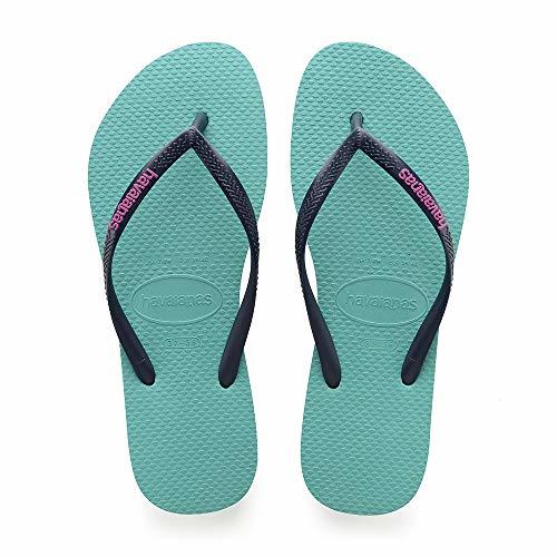 Moda Havaianas Slim Logo, Chanclas para Mujer, Verde