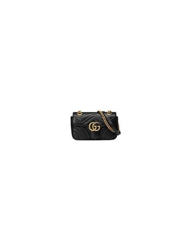 Black Leather GG Marmont Small Matelassé Shoulder Bag With ...