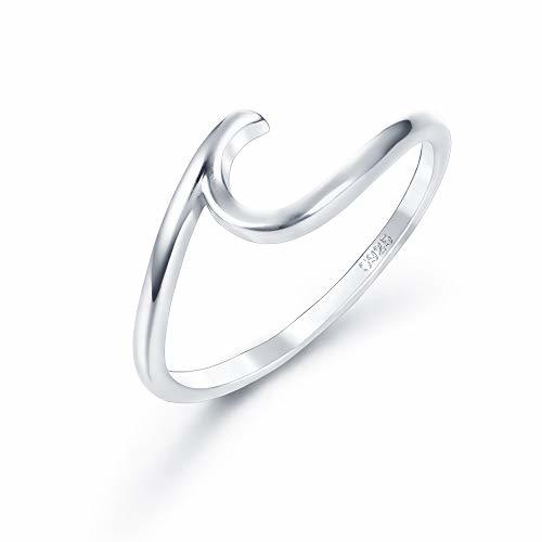 Fashion sailimue 925 Plata Esterlina Anillos para Mujeres Niñas Anillo Ola Anillos Moda