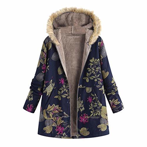 Fashion Abrigos para Mujer Invierno Chaqueta Suéter Floral Bolsillos con Capucha Jersey Tallas