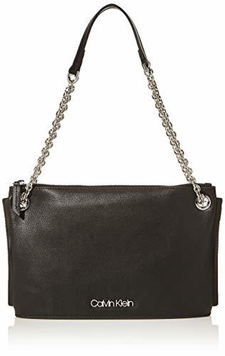 Moda Calvin Klein Chained Conv Shoulderbag, Bolso de Hombro para Mujer, Negro