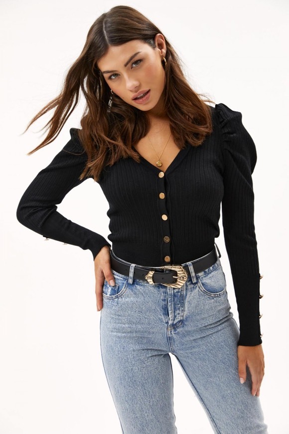 Fashion Loavies Black Rib Cardigan | Loavies