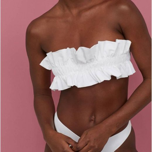 H&M strapless white bikini