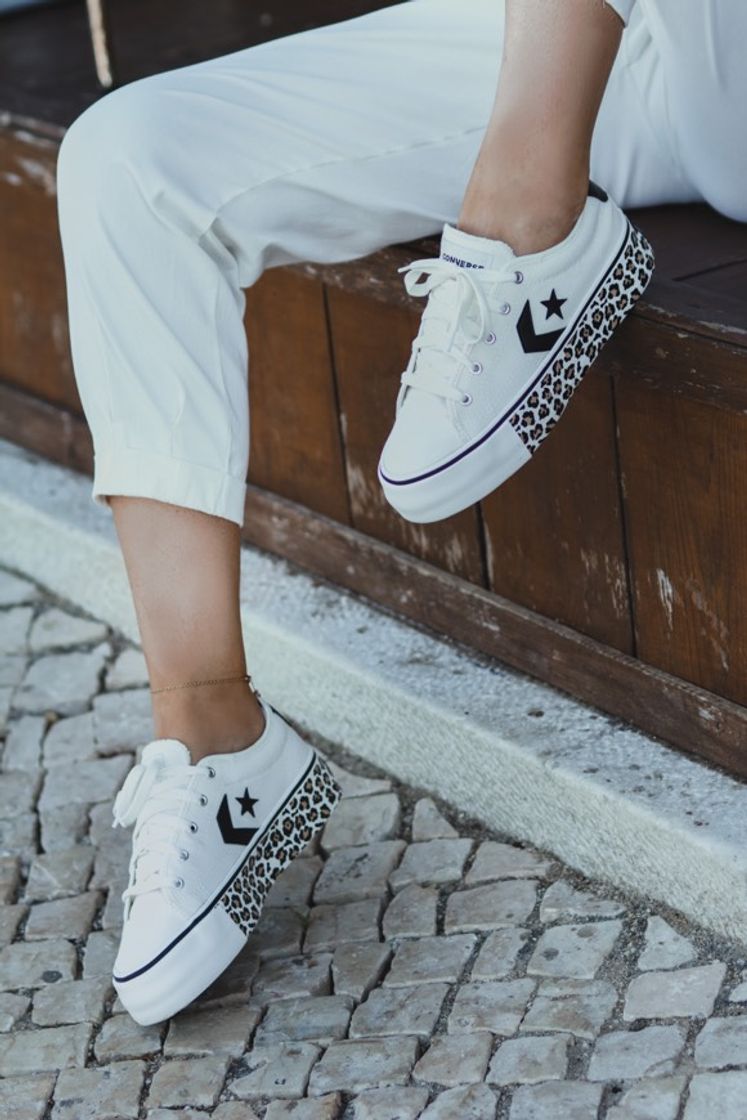 Fashion Converse brancos leopardo