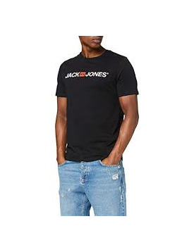 Fashion JACK & JONES Jjecorp Logo tee SS Crew Neck Noos Camiseta, Negro