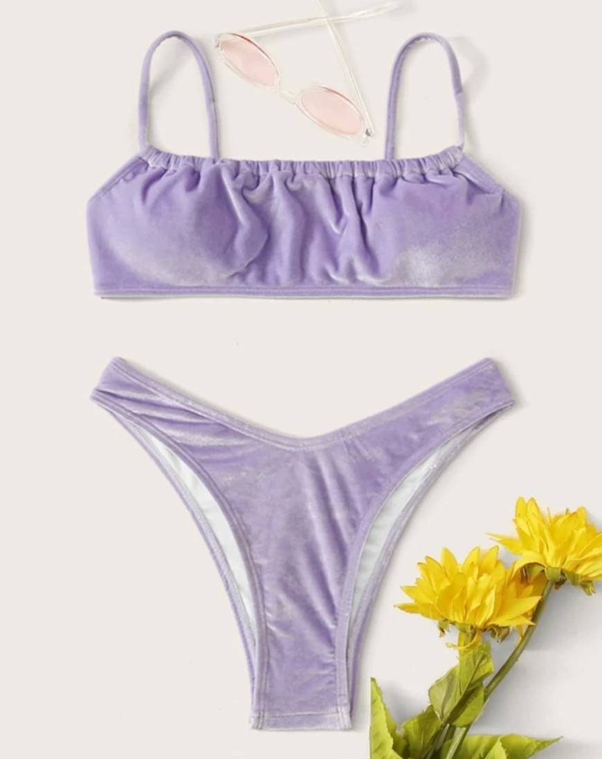 Moda Bikini corto alto de terciopelo 