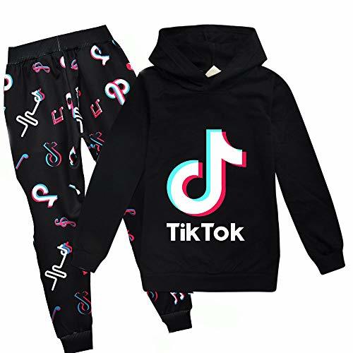 Moda ALAMing TIK Tok Sudadera Unisex con Capucha para niñas Negro Negro