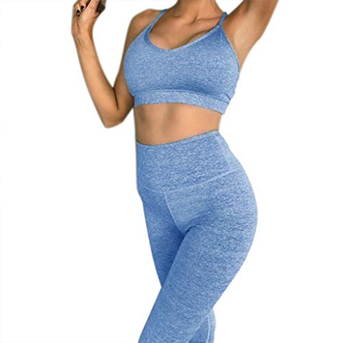 Producto XSWY Las Mujeres de la Yoga inconsútil de Las Polainas for Gimnasio Fitness Sport Pantalones sin Mangas Sujetador Crop Top Traje de Entrenamiento Ropa de Deporte Running # 3