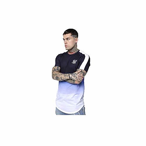 Fashion Camiseta Siksilk Curved HEM Fade SS tee Navy Blue White