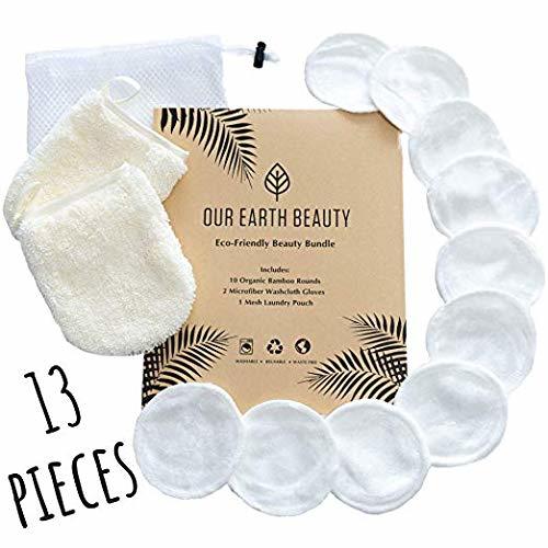 Beauty Reusable Makeup Remover Pads and Microfiber Face Cleansing Gloves