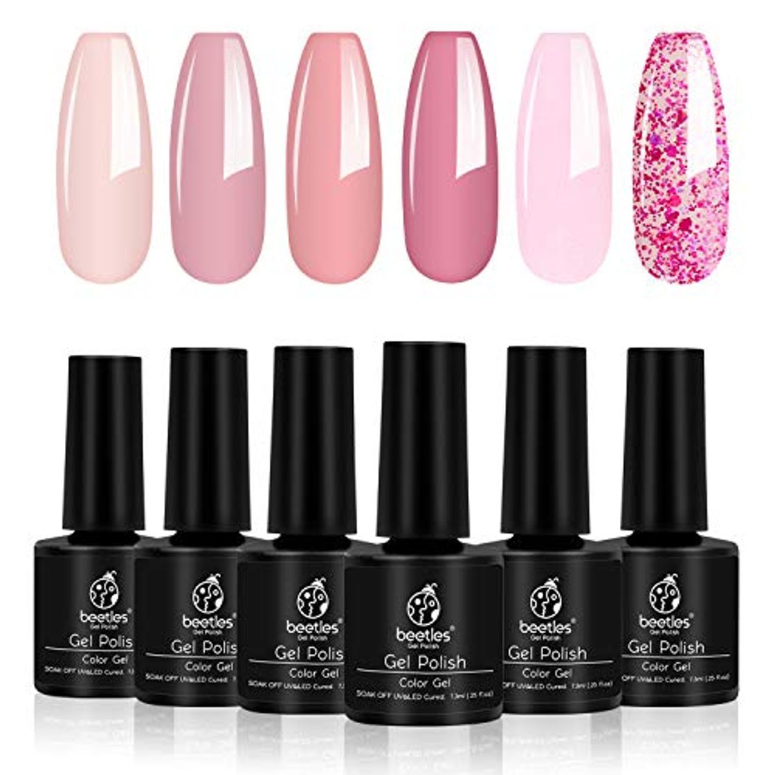 Juego de esmaltes de uñas en gel de Beetles con purpurina