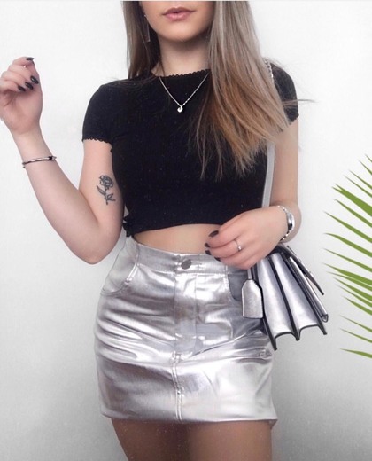 Silver PU Mini Skirt