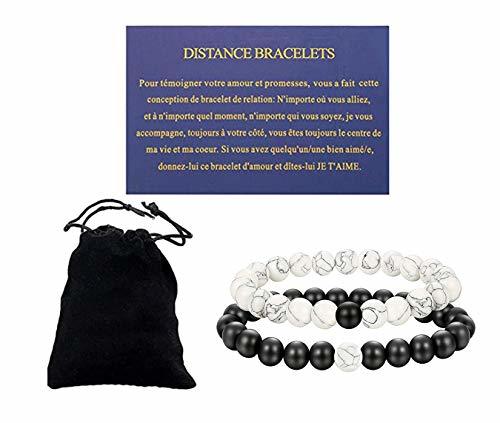 Product Besteel "Distancia Pulsera Piedra Pulseras Hombre Mujer Pareja Brazalete Blanca Turquesa Relación