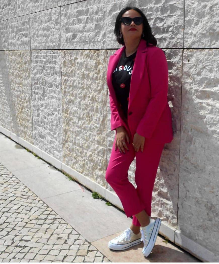 Fashion Blazer e Calcas Conjunto Rosa