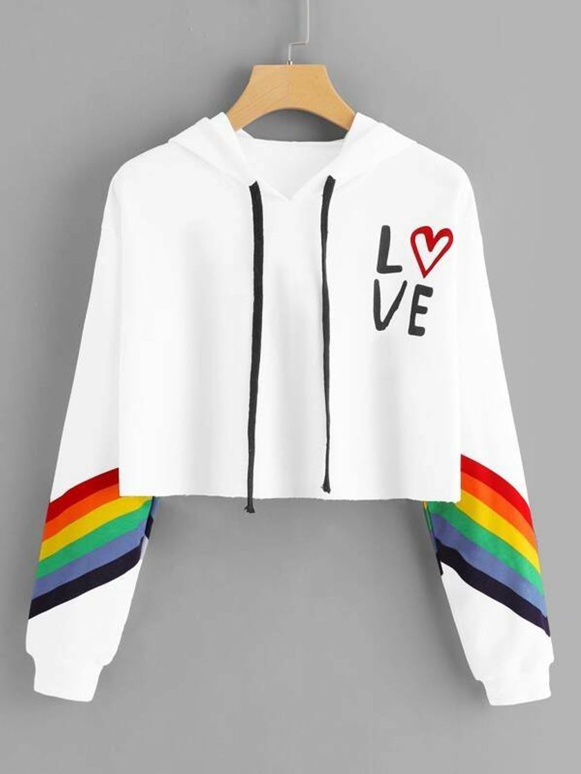 Moda Sudadera corta de arcoiris 