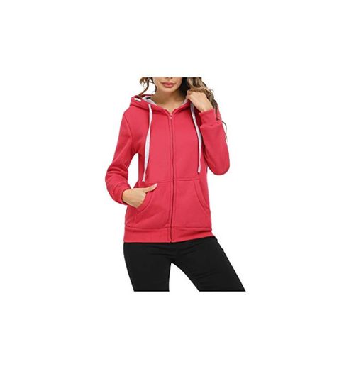 Sykooria Sudadera con Capucha para Mujer Flannel Chaqueta Deportivo con Cremallera y 2 Bolsillo Invierno Otoño para Mujeres Casual Correr Fitness