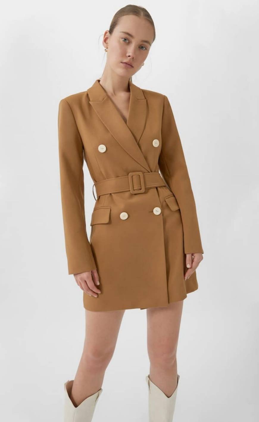 Fashion Blazer vestido camel