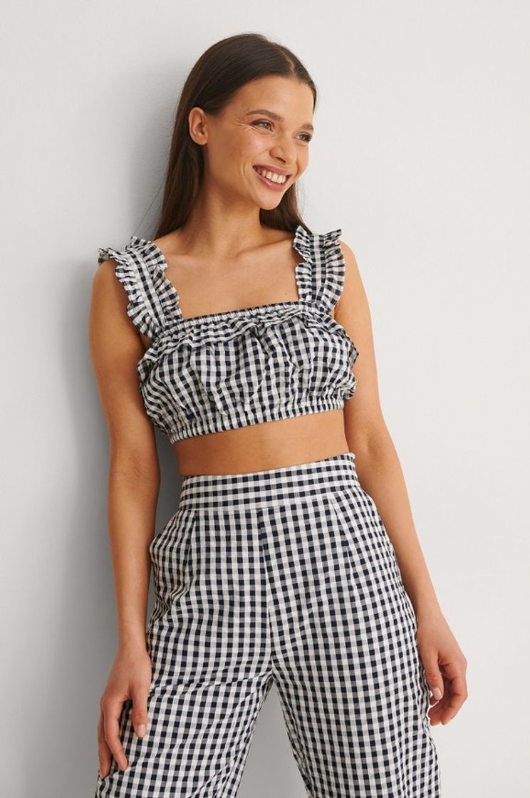 Moda Organic Gingham Frilled Crop Top  