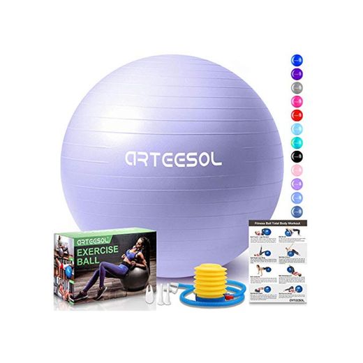 arteesol Balón de Ejercicio Anti-explosión, 45cm/55cm/65cm/75cm/85cm Fitness Yoga Ball Estabilizador de balón