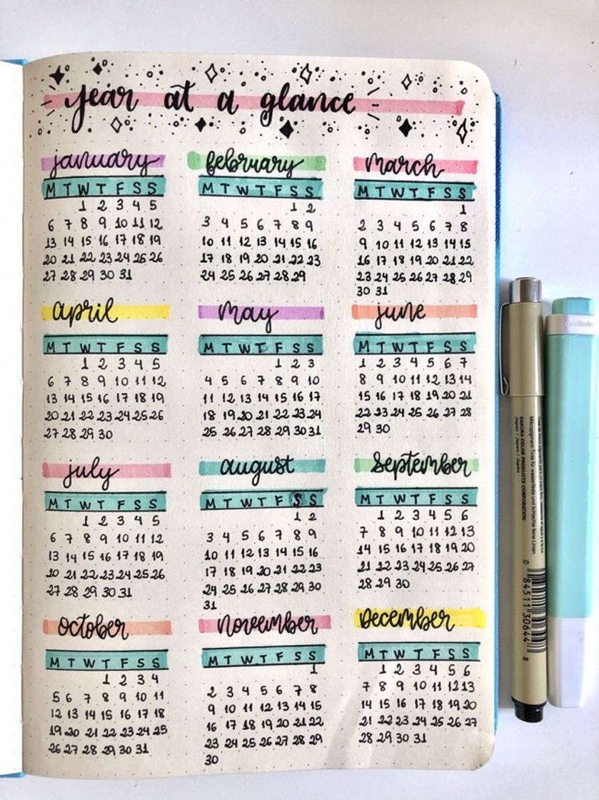 Moda Bullet journal calendar 📆 