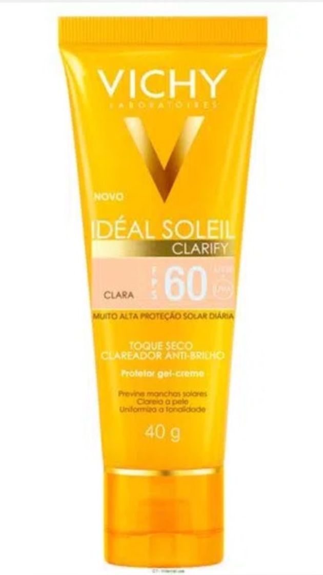 Fashion Protetor Solar Vichy Idéal Soleil Clarify Cor Clara FPS60 40g ...