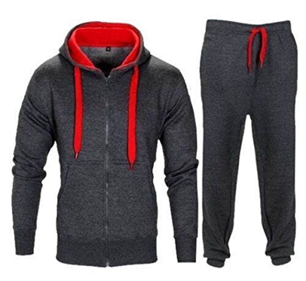 Moda Conjunto de chándal para hombre, sudadera con capucha de forro polar de