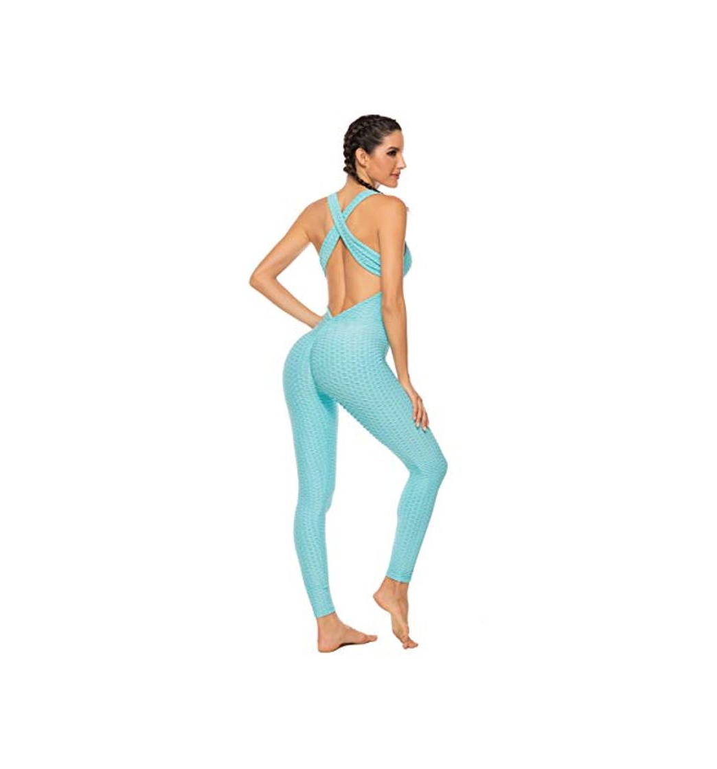 Moda FITTOO Mallas Pantalones Deportivos Leggings Mujer Yoga de Alta Cintura Elásticos y Transpirables para Yoga Running Fitness con Gran Elásticos1370 Azul XL