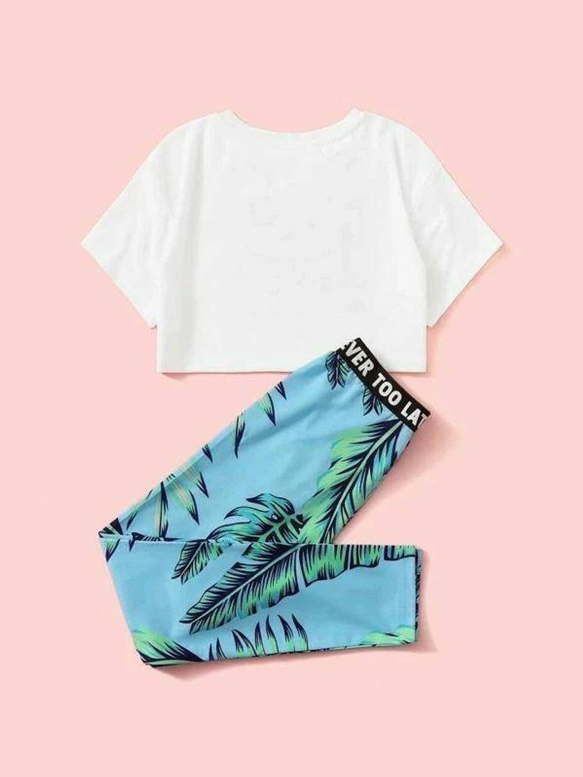 Fashion Cropped liso ( branco ) e calça florida🦋🌸