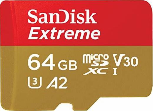 SanDisk Extreme - Tarjeta de memoria microSDXC de 64 GB con adaptador SD