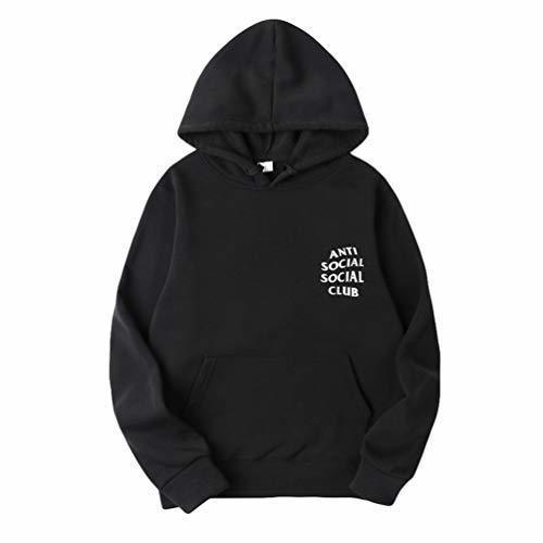 Social Ketamyy Hombre Mujer Sudaderas con Capucha Invierno Terciopelo Forro Casual Pull-Over Hip